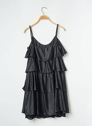 Robe mi-longue coupe fluide fines bretelles noir IKKS femme