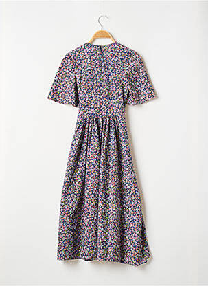Robe mi-longue imprimé fleurs manches courtes bleu VIRGINIE femme