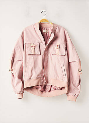 Blouson finition bords-côtes rose LEONARD ST femme
