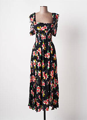 Robe longue manches courtes manches courtes noir BANANA MOON femme