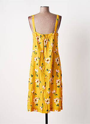Robe mi-longue imprimé fleurs fines bretelles jaune BANANA MOON femme