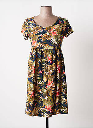 Robe courte coupe fluide manches courtes bleu BANANA MOON femme