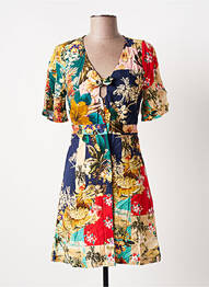 Robe courte manches courtes manches courtes bleu BANANA MOON femme