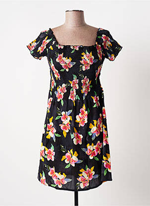 Robe courte coupe évasée manches courtes noir BANANA MOON femme