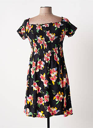 Robe courte coupe évasée manches courtes noir BANANA MOON femme