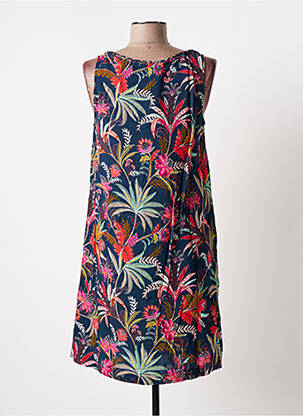 Robe courte imprimé fleurs sans manche bleu BANANA MOON femme