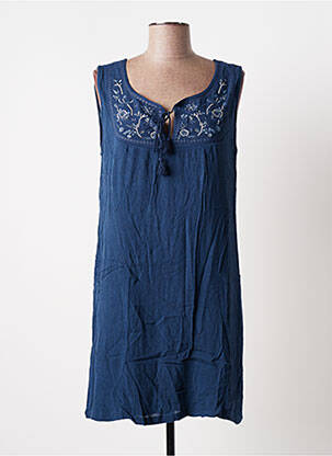 Robe courte sans manche sans manche bleu BANANA MOON femme