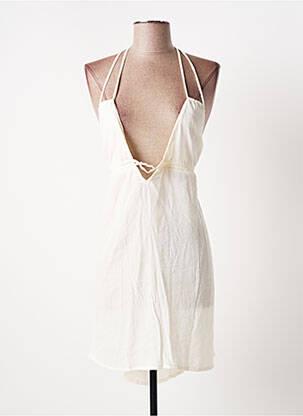 Robe mi-longue coupe fluide fines bretelles beige BANANA MOON femme