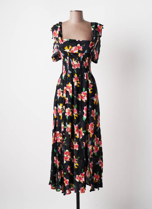 Robe longue manches courtes manches courtes noir BANANA MOON femme