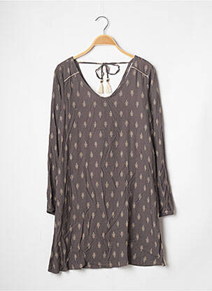 Robe courte coupe évasée manches longues marron BANANA MOON femme
