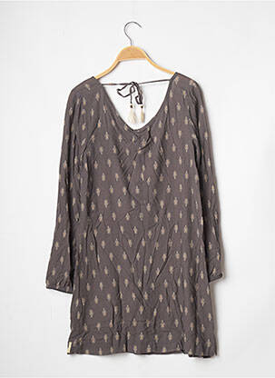 Robe courte coupe évasée manches longues marron BANANA MOON femme