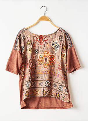 Top imprimé fantaisie manches courtes marron BANANA MOON femme