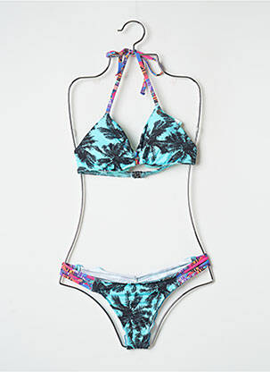 Maillot de bain 2 pièces stretch haut soutien-gorge moulé bleu BANANA MOON femme