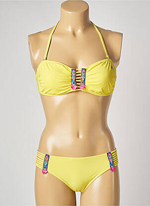 Maillot de bain 2 pièces stretch haut soutien-gorge moulé jaune BANANA MOON femme