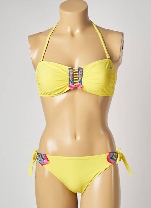 Maillot de bain 2 pièces stretch haut soutien-gorge moulé jaune BANANA MOON femme