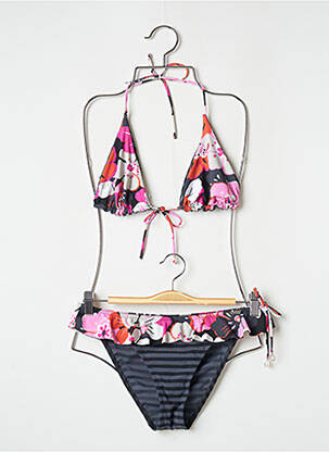 Maillot de bain 2 pièces stretch haut triangles gris BANANA MOON femme