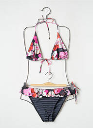 Maillot de bain 2 pièces stretch haut triangles gris BANANA MOON femme