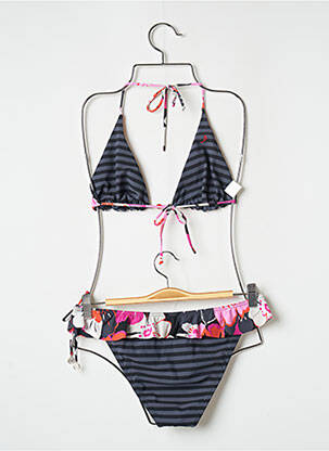 Maillot de bain 2 pièces stretch haut triangles gris BANANA MOON femme