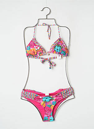 Maillot de bain 2 pièces stretch haut soutien-gorge moulé rose BANANA MOON femme