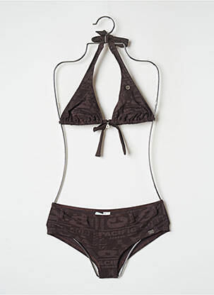 Maillot de bain 2 pièces stretch haut triangles marron BANANA MOON femme