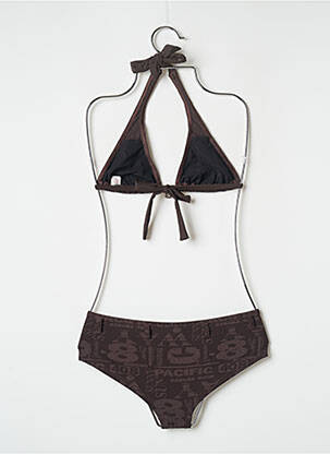 Maillot de bain 2 pièces stretch haut triangles marron BANANA MOON femme