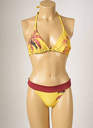 Maillot de bain 2 pièces stretch haut triangles jaune BANANA MOON femme