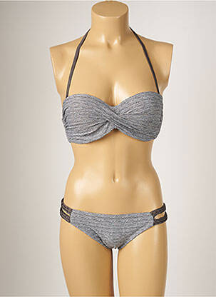 Maillot de bain 2 pièces stretch haut soutien-gorge moulé gris BANANA MOON femme