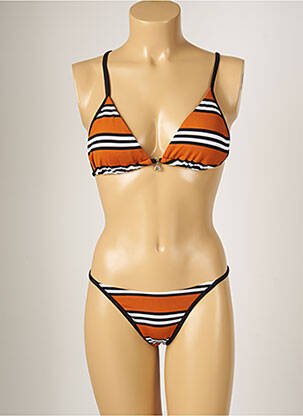 Maillot de bain 2 pièces stretch haut soutien-gorge moulé marron BANANA MOON femme