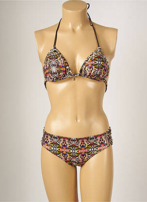 Maillot de bain 2 pièces stretch haut soutien-gorge moulé marron BANANA MOON femme
