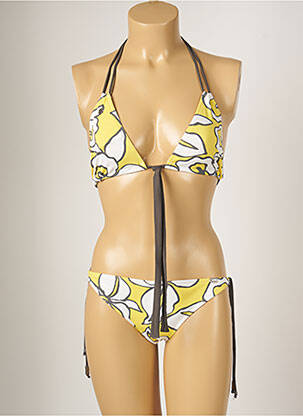 Maillot de bain 2 pièces stretch haut triangles jaune BANANA MOON femme