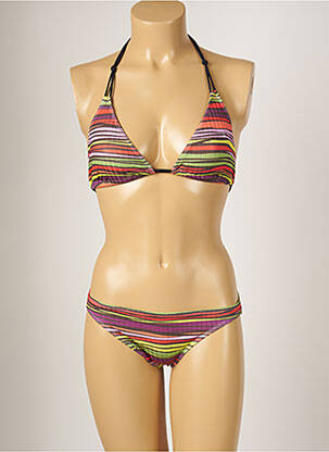 Maillot de bain 2 pièces stretch haut triangles orange BANANA MOON femme