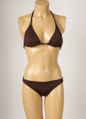 Maillot de bain 2 pièces stretch haut triangles marron BANANA MOON femme