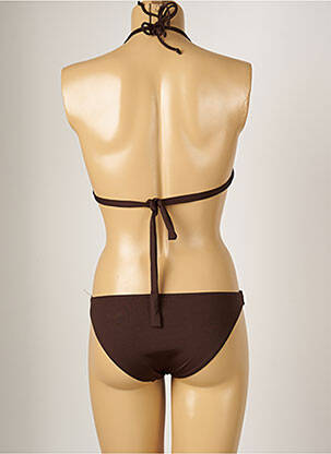 Maillot de bain 2 pièces stretch haut triangles marron BANANA MOON femme
