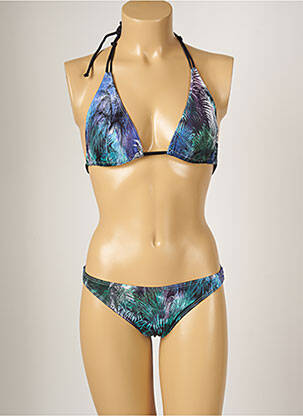 Maillot de bain 2 pièces stretch haut triangles bleu BANANA MOON femme