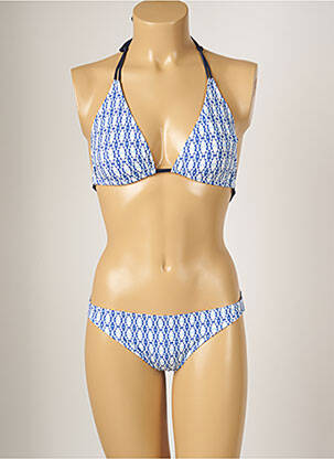 Maillot de bain 2 pièces stretch haut triangles bleu BANANA MOON femme