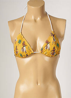 Haut de maillot de bain fermeture liens à nouer haut triangles jaune BANANA MOON femme
