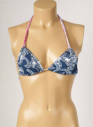 Haut de maillot de bain fermeture liens à nouer haut triangles bleu BANANA MOON femme