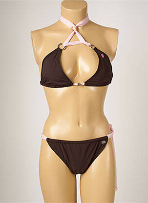 Bas de maillot de bain fermeture liens à nouer bikini marron BANANA MOON femme