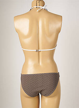 Maillot de bain 2 pièces fermeture liens à nouer haut triangles gris BANANA MOON femme
