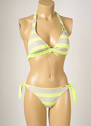 Maillot de bain 2 pièces stretch haut triangles jaune BANANA MOON femme
