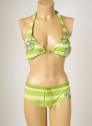 Maillot de bain 2 pièces stretch haut triangles vert BANANA MOON femme