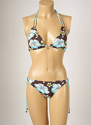 Maillot de bain 2 pièces stretch haut triangles marron BANANA MOON femme