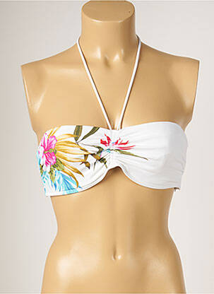 Haut de maillot de bain fermeture liens à nouer haut bandeau blanc LIVIA femme