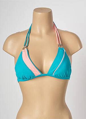 Haut de maillot de bain fermeture liens à nouer haut soutien-gorge moulé bleu LIVIA femme