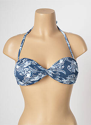 Haut de maillot de bain fermeture liens à nouer haut soutien-gorge moulé bleu BANANA MOON femme