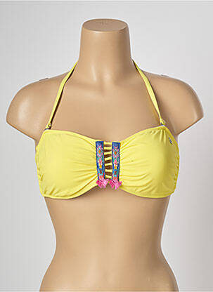 Haut de maillot de bain fermeture liens à nouer haut soutien-gorge moulé jaune BANANA MOON femme