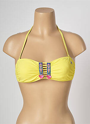 Haut de maillot de bain fermeture liens à nouer haut soutien-gorge moulé jaune BANANA MOON femme