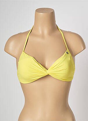 Haut de maillot de bain fermeture liens à nouer haut soutien-gorge moulé jaune BANANA MOON femme