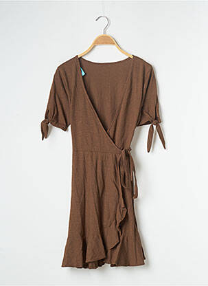 Robe courte manches courtes manches courtes marron BANANA MOON femme