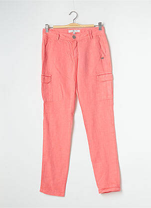 Pantalon droit fermeture zippée sous rabat boutonné taille normale rose BANANA MOON femme